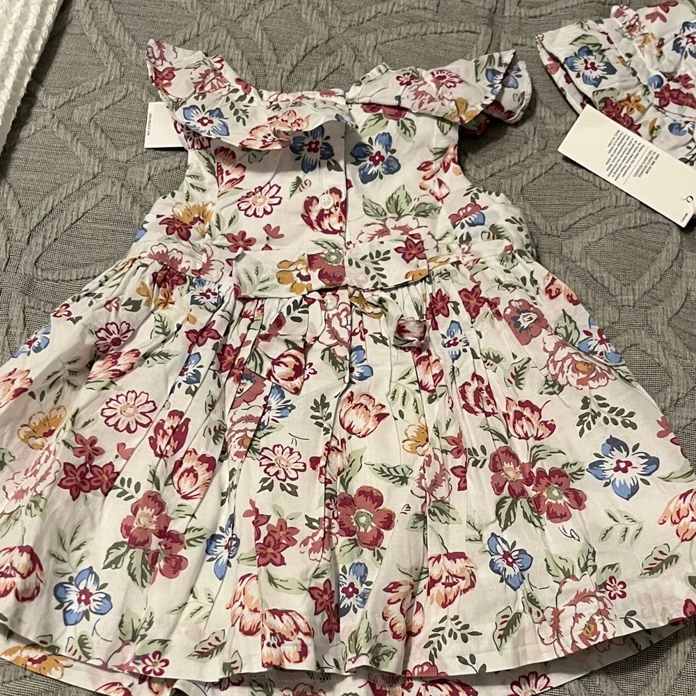 Janie and Jack White Floral Sundress with Matching Hat